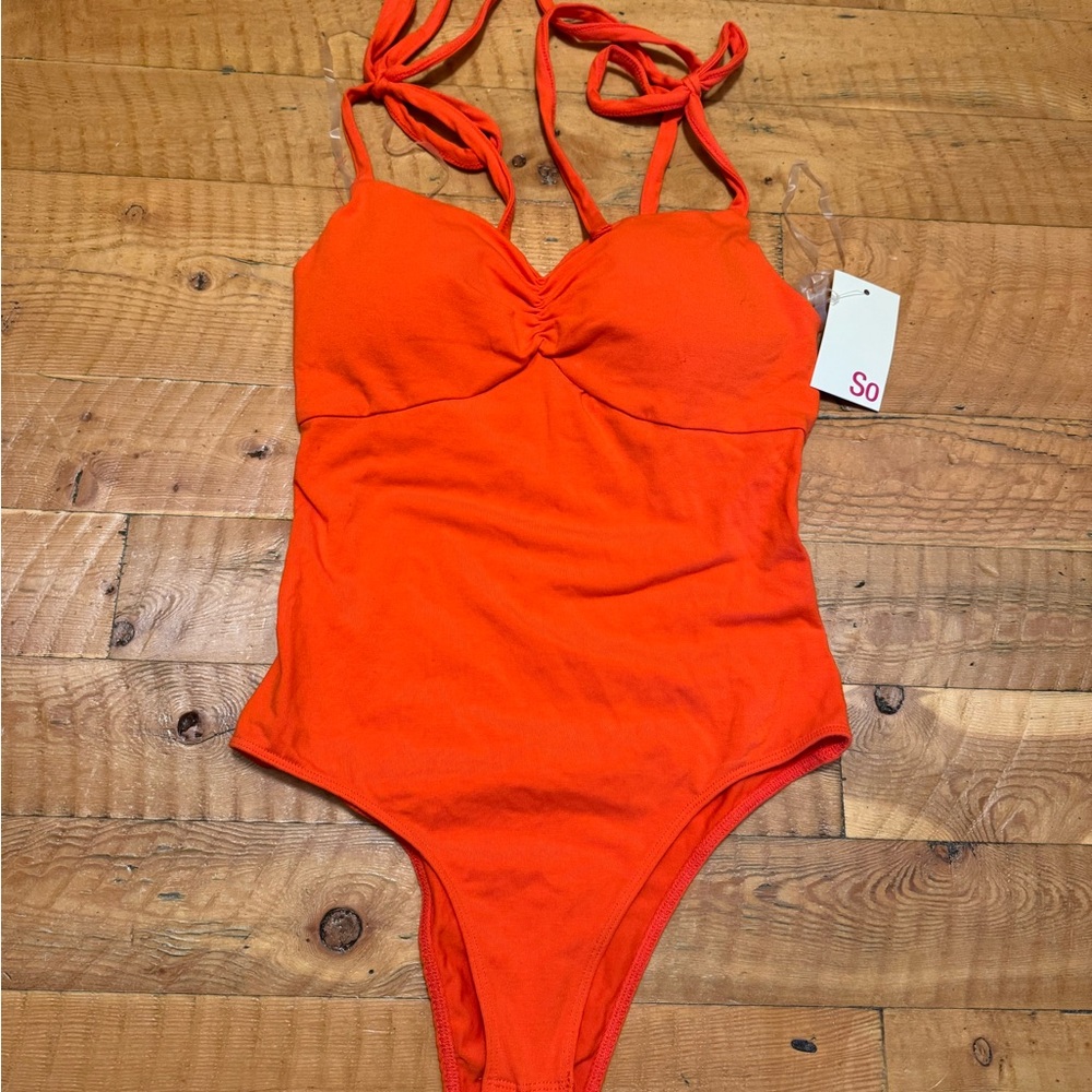 SO Orange Bodysuit with Front Twist Detail